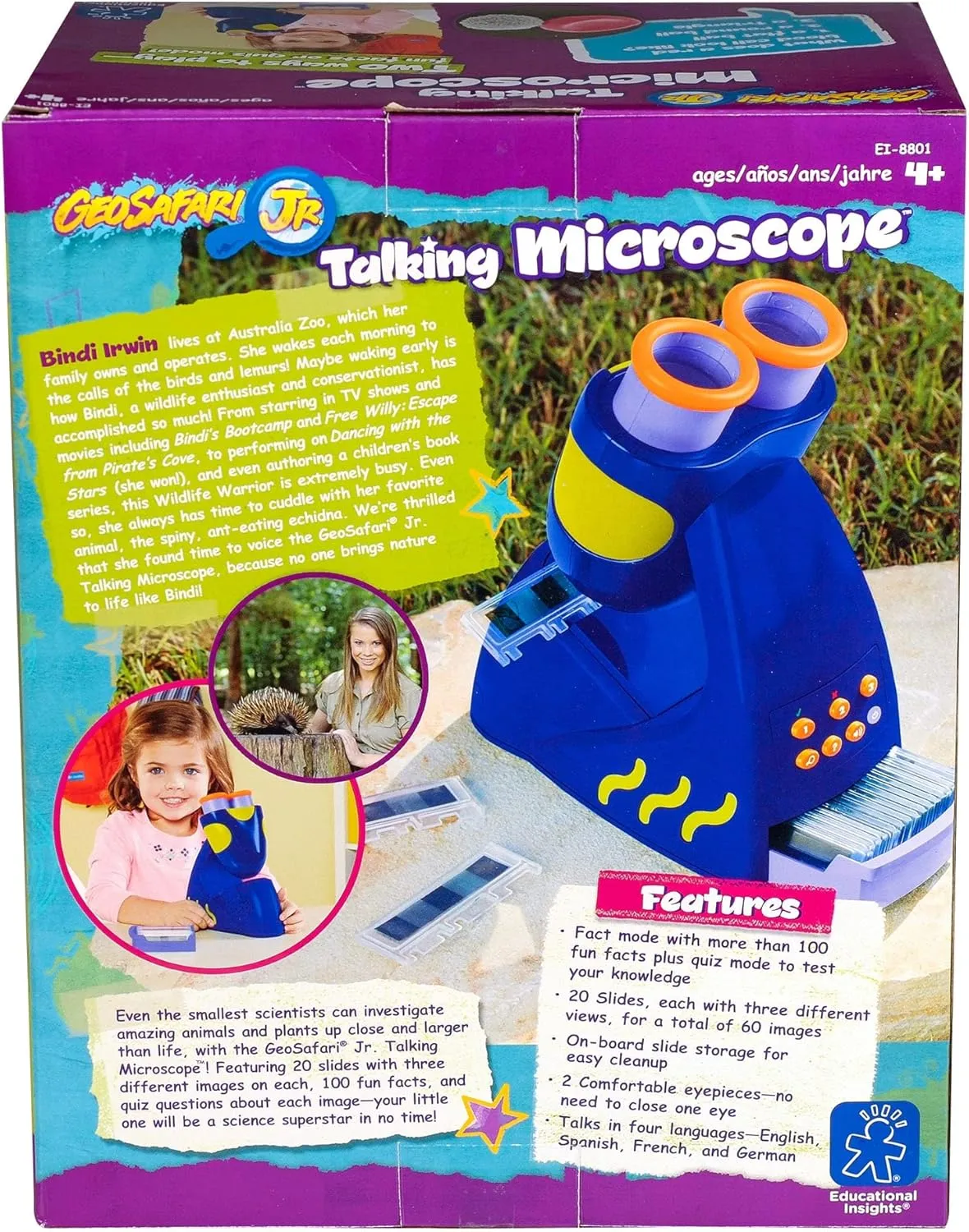 Educational Insights GeoSafari Jr. Talking Microscope Featuring Bindi Irwin: Microscope for Kids, STEM & Science Toy, Interactive Learning, Ages 3 