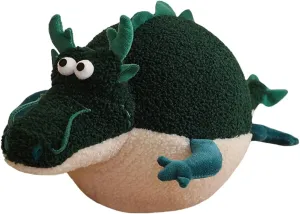 ELAINREN Chubby Green Dragon Plush Pillow Ultra-Soft Chinese Dragon Stuffed Toy,Cuddle Round Dragon Lion Plushie Cushion Decor Gifts/23.6''