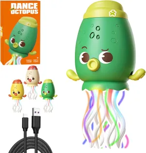 Electric Crawling Octopus Toy, Cool Light Music Show, Standing Performance, with A USB Charging Cable, Exquisite Packaging, Dancing Octopus Toy, Dancing Squid Toys (Green)