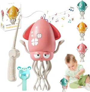 Electric Crawling Octopus Toy, Electric Dancing Octopus Toy, Dancing Squid Toys, Automatic Obstacle Avoidance Sensor Toys, Upright & Crawling Two Modes, LED Lights & Music, USB Rechargeable (PINK)