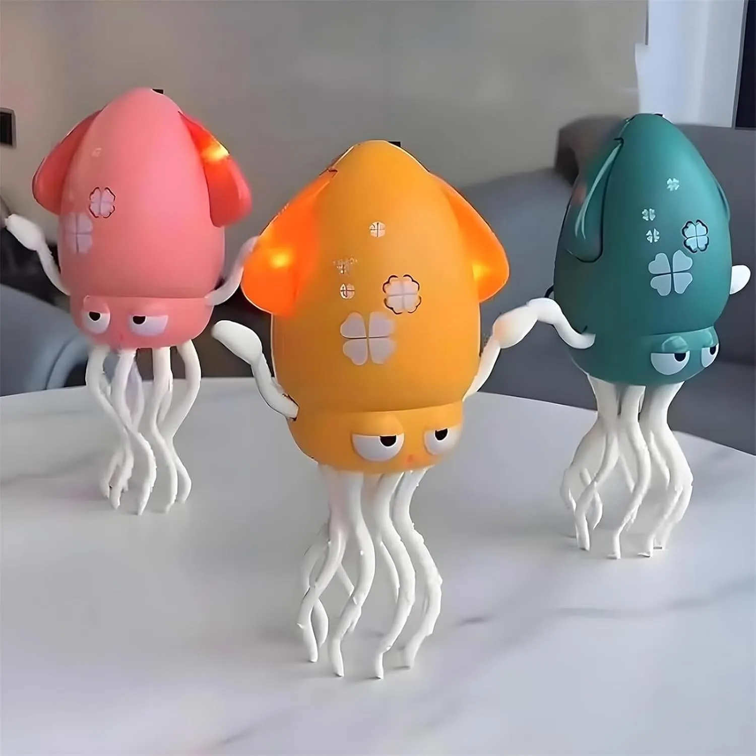 Electric Crawling Octopus Toy, Magic Dancing Octopus, Dancing Squid Toy, Creative Magic Crazy 8-Leg Action Obstacle with LED Lights & Music, Crawling Dancing Toys (Yellow)