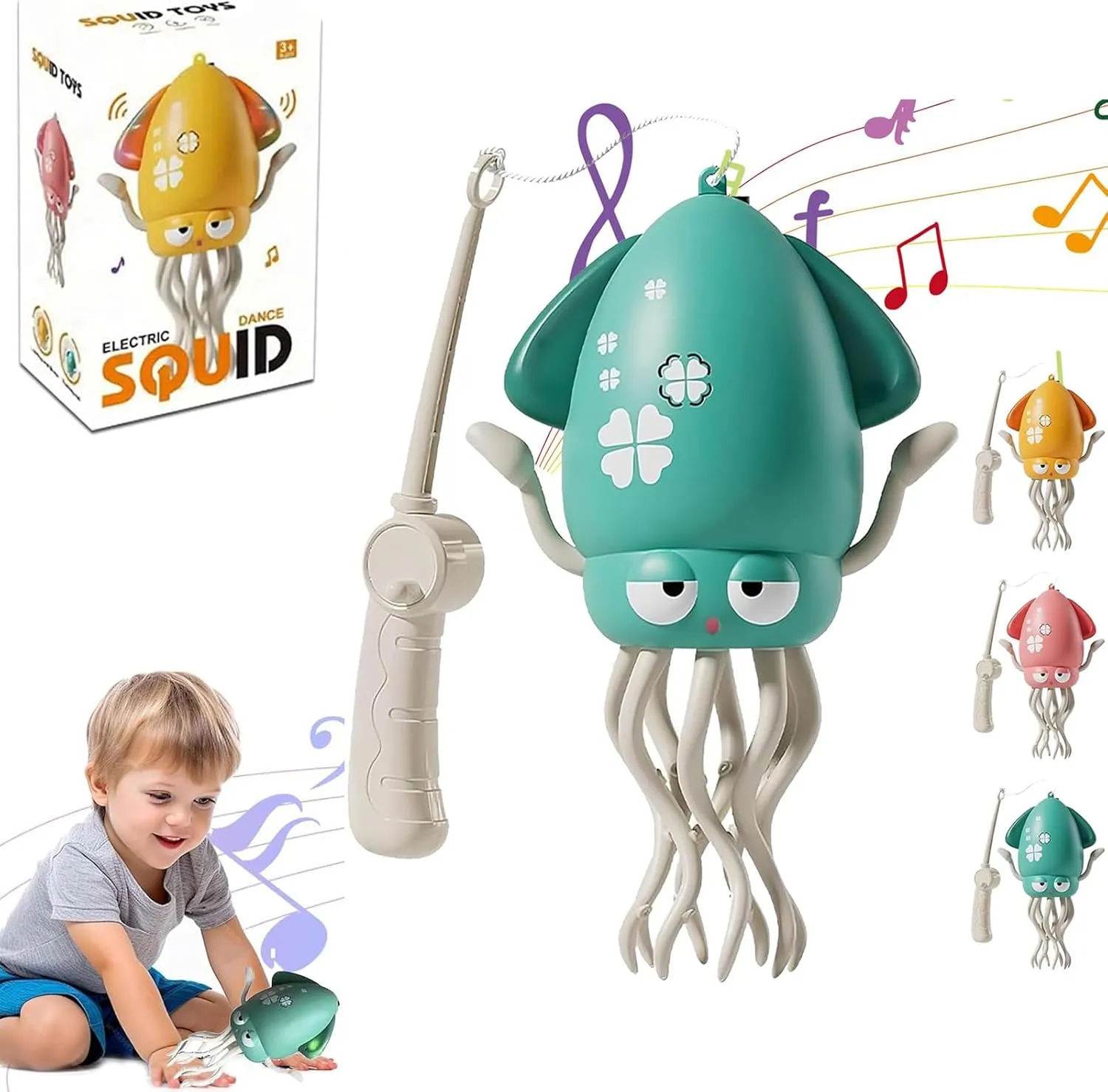 Electric Crawling Octopus Toy, Magic Dancing Octopus Toy, Crazy 8-Leg Auto-Dance OctopusToy, with Led Lights & Music, Self-Navigating (Green)