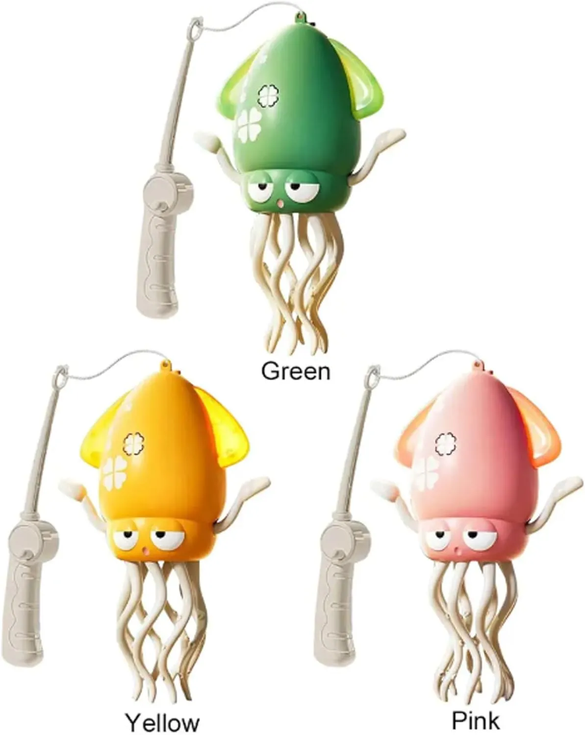 Electric Crawling Octopus Toy,Magical Dancing Octopus Tummy Time Toy,with LED & Music with Fishing Rods Rechargeable Charging (Pink)