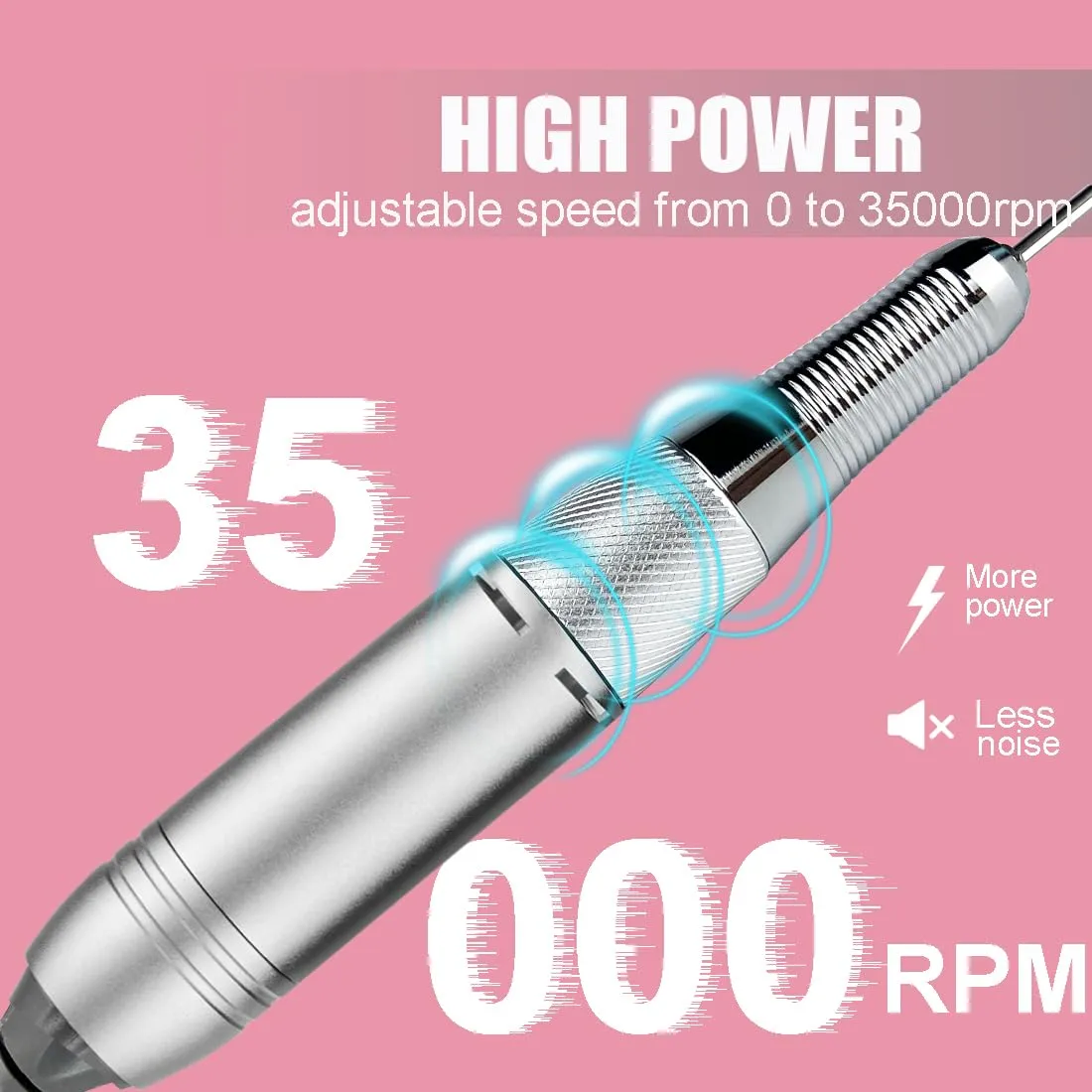 Electric Nail Drill Machine,Lumcrissy Colorful Rechargeable 35000 RPM Nail Drill Portable E-File with Detachable Battery,Portable Electric Acrylic Nail Tools ,Polishing,Nail Removing (Pure Pink)