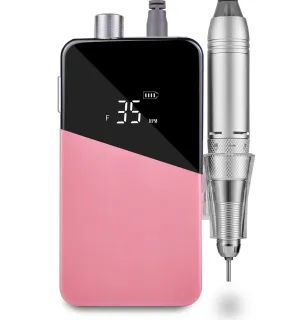 Electric Nail Drill Machine,Lumcrissy Colorful Rechargeable 35000 RPM Nail Drill Portable E-File with Detachable Battery,Portable Electric Acrylic Nail Tools ,Polishing,Nail Removing (Pure Pink)