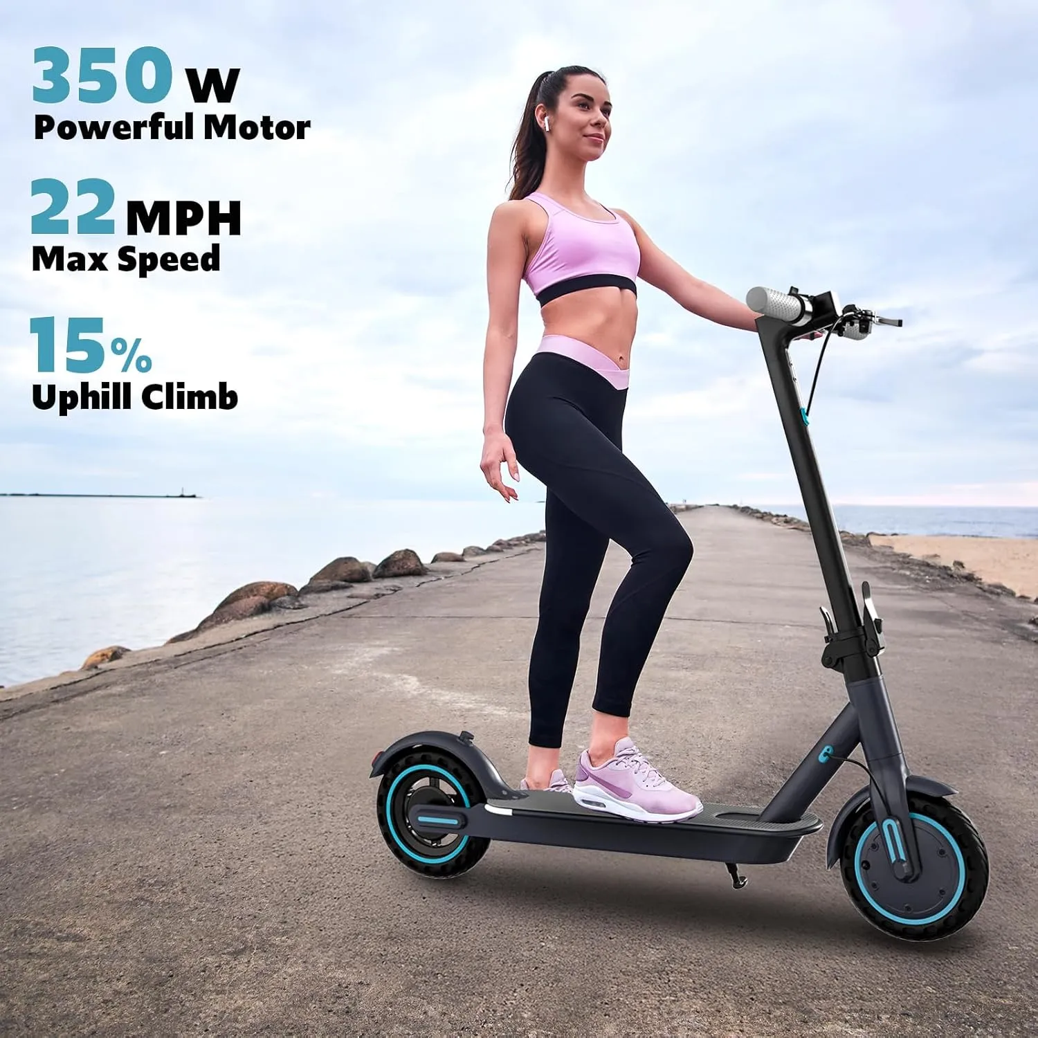 Electric Scooter Adults, 350/500/600W Motor Foldable Design with Dual Brakes, Smart App Control