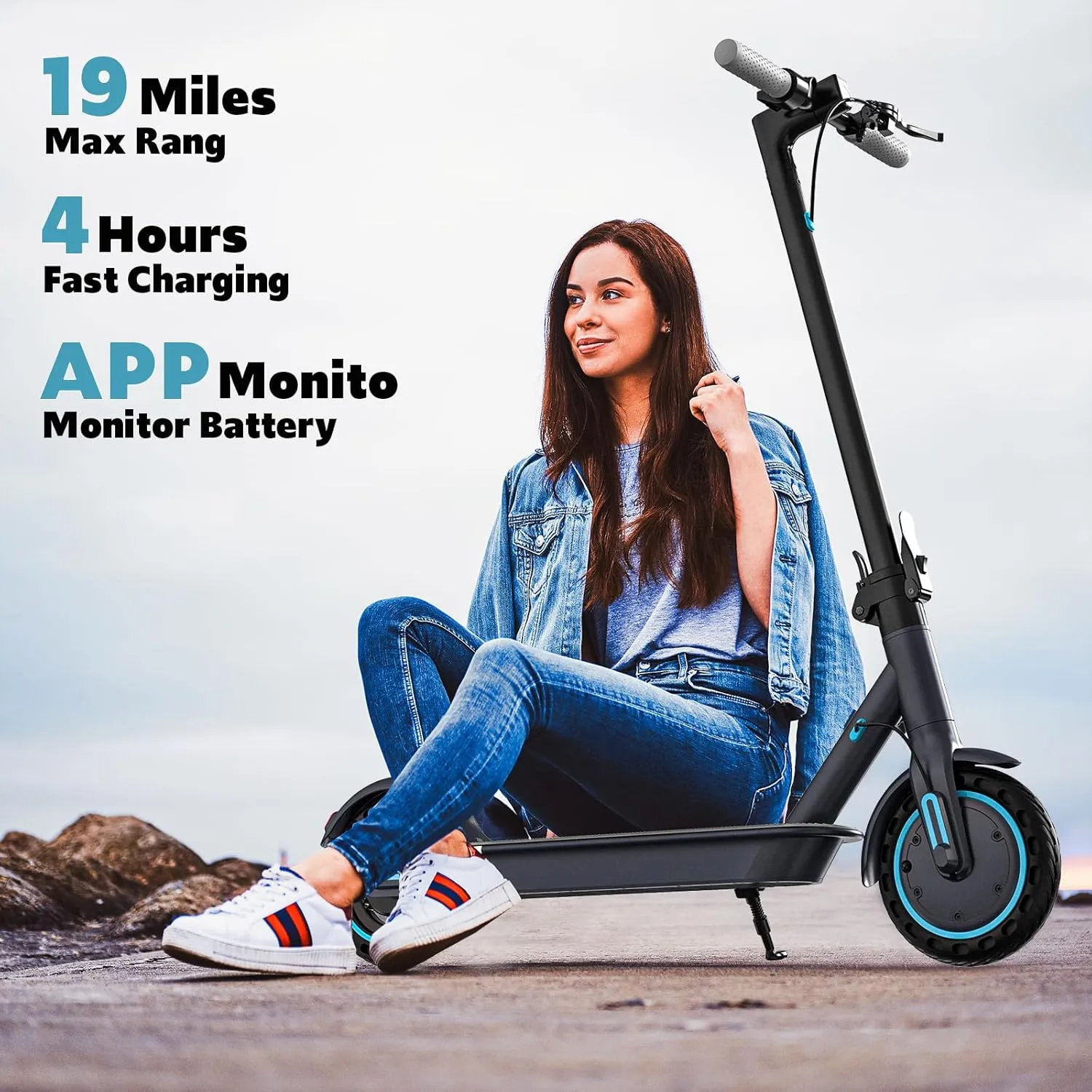 Electric Scooter Adults, 350/500/600W Motor Foldable Design with Dual Brakes, Smart App Control