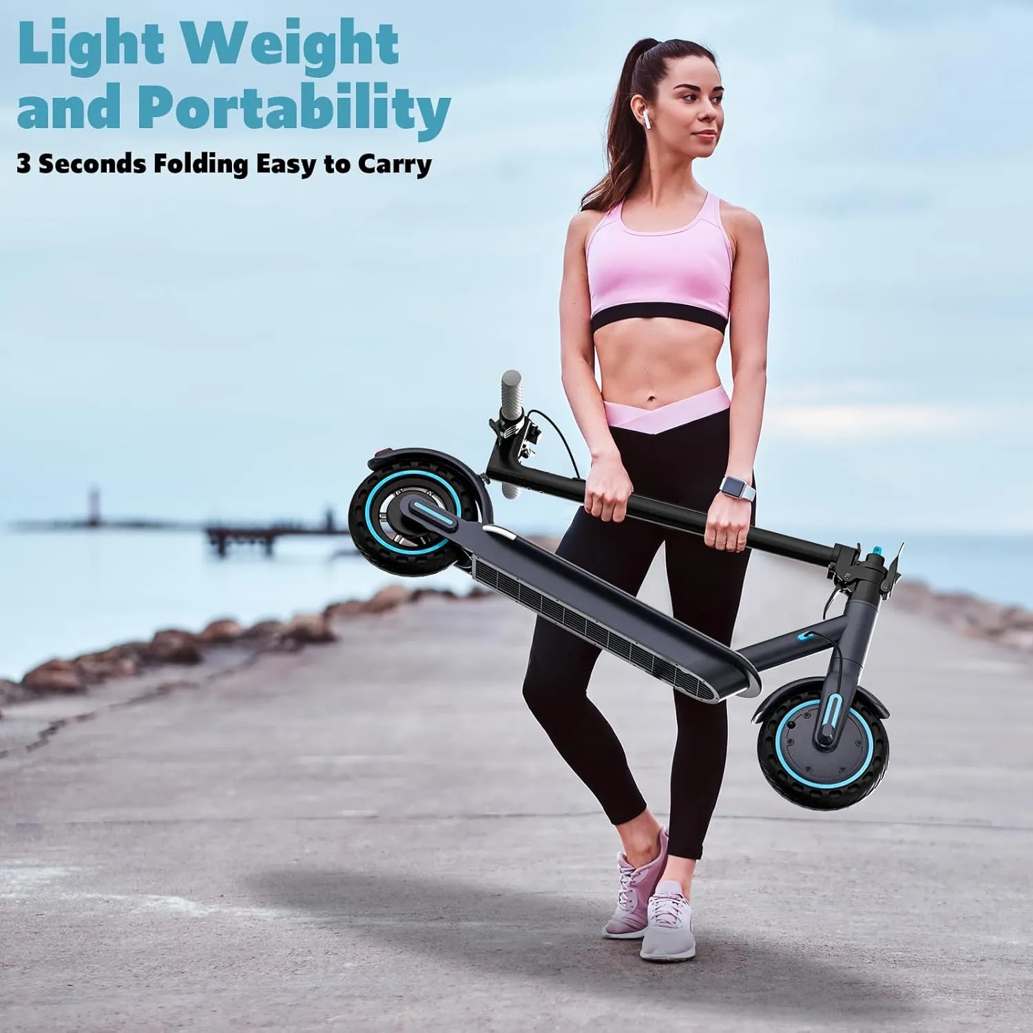Electric Scooter Adults, 350/500/600W Motor Foldable Design with Dual Brakes, Smart App Control