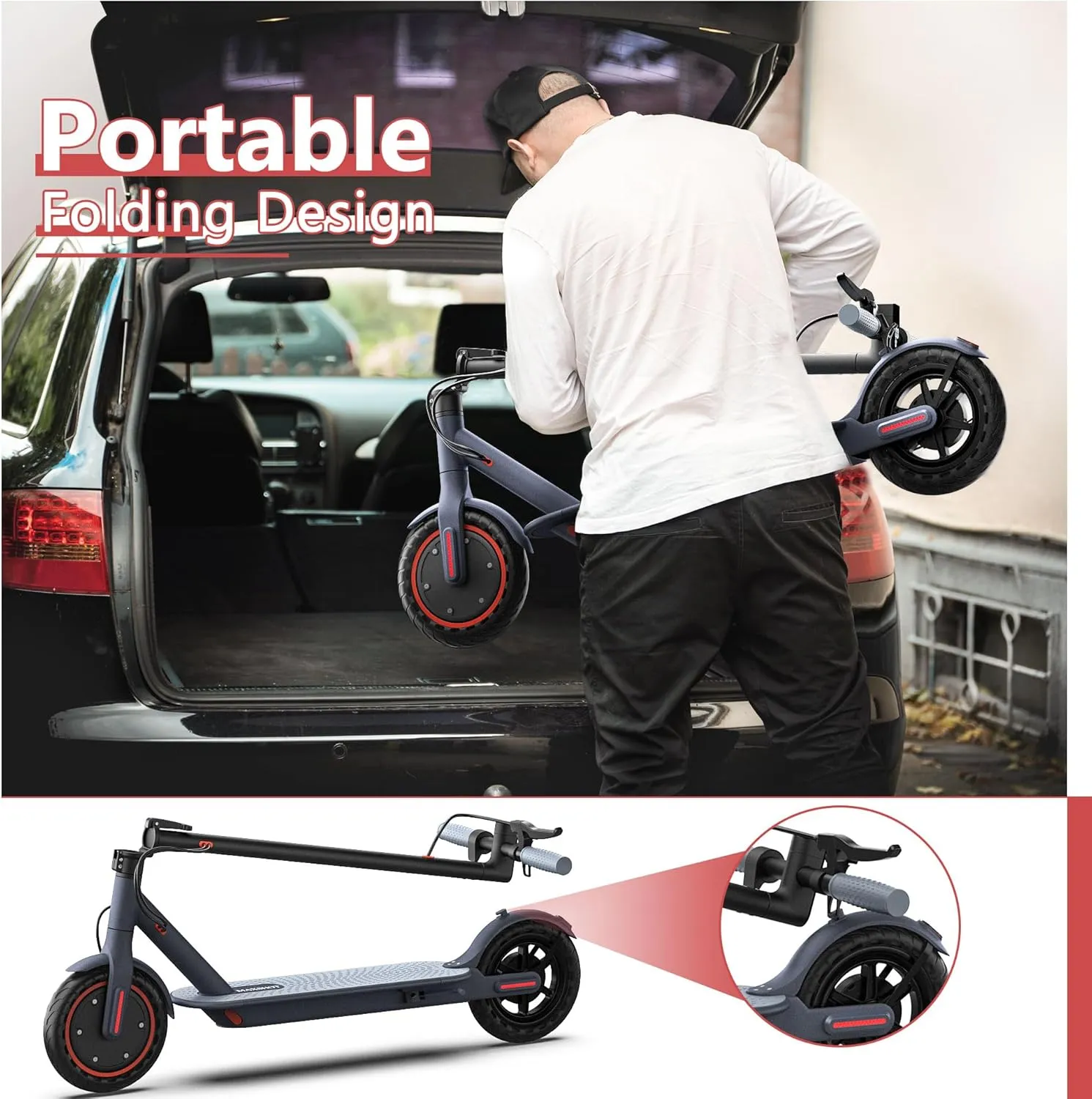 Electric Scooter for Adults, 8.5"/10" Tires, 19/22Mph, 350W/500W Motor, 21-28 Miles Range, Folding E-Scooter with Dual Suspension,APP(V1/SPRO/MAX/PRO)