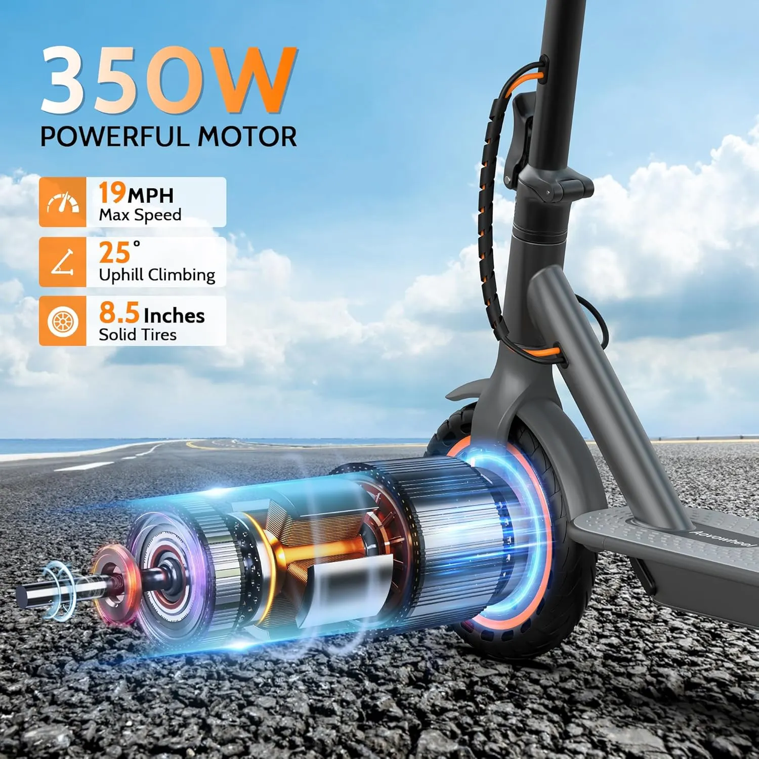 Electric Scooter for Adults, Folding E Scooter with 350W/500W Motor 16/21 Mph Top Speed, Max 19-23 Miles Long Range, 8.5''/10'' Solid Tires Commuting Motorized Kick Scooters with Dual Brakes, APP