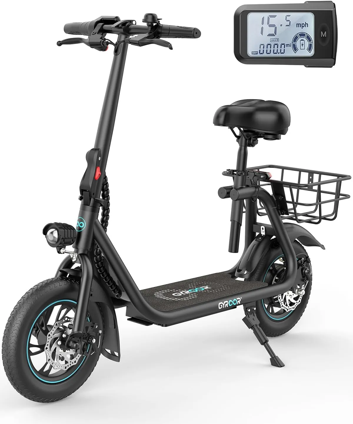 Electric Scooter with Seat for Adults, 550W Powerful Motor, 20-Mile Range, Speed up to 18.6MPH, Ample Storage for Pets & Cargo, Electrically-Powered Motor Scooters