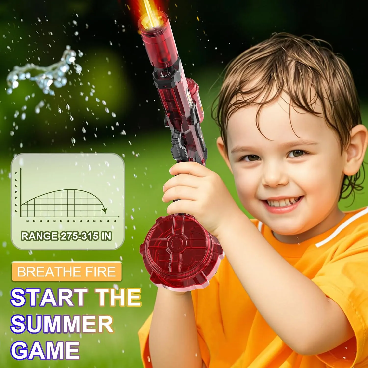 Electric Water Gun for Adults Kids, Automatic Squirt Gun with a Long Range of up to 26 Ft, LED Light Large Capacity Fully Auto Water Gun, Adults Outdoor Summer Swimming Pool Party Beach Activity(RED)