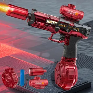 Electric Water Gun for Adults Kids, Automatic Squirt Gun with a Long Range of up to 26 Ft, LED Light Large Capacity Fully Auto Water Gun, Adults Outdoor Summer Swimming Pool Party Beach Activity(RED)