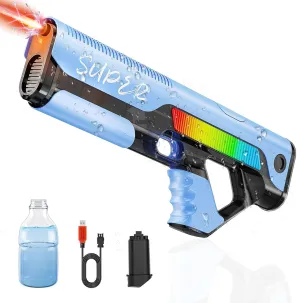 Electric Water Gun for Kids Adults-33FT Long Range Auto Suction Squirt Gun with LED Muzzle Flame, 400  Shots Water Blaster with Modular Battery,Outdoor Pool Beach Summer Toy for Boy Girl Party