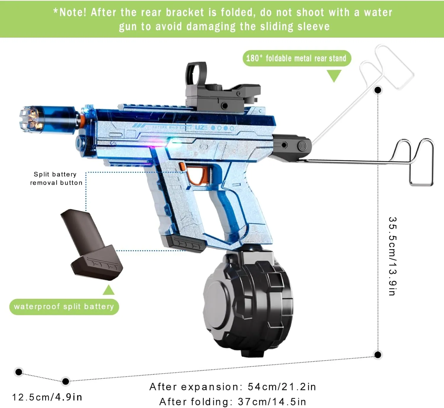 Electric Water Gun, Water Guns for Adults Kids, Up to 25 FT Long Range, 800 CC Large Capacity Automatic Water Gun, Toys for Pool, Beach