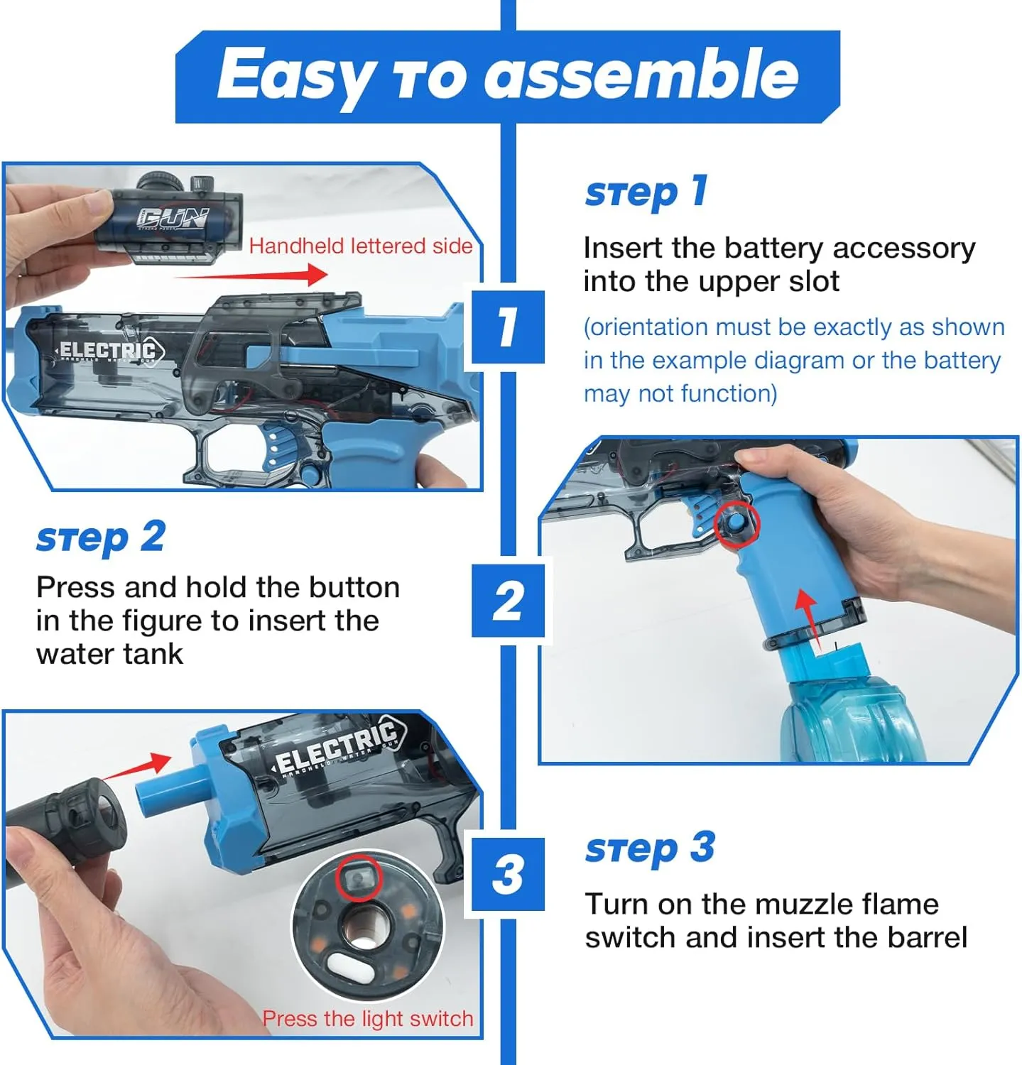 Electric Water Guns for Adults Kids, High Power Automatic Squirt Gun, Long Range Ultimate Battle Blaster Water Gun for Summer, Outdoor Beach Swimming Pool Aqua Shooter Hydro Blaster(Blue)