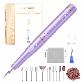 Electric Nail Drill Cordless, Denabuty Electric Nail File for Acrylic Gel Nails Remover Professional, 12 in 1 Nail Drill Kit Machine for Manicure and Pedicure Set for Grinding Rechargeable Portable