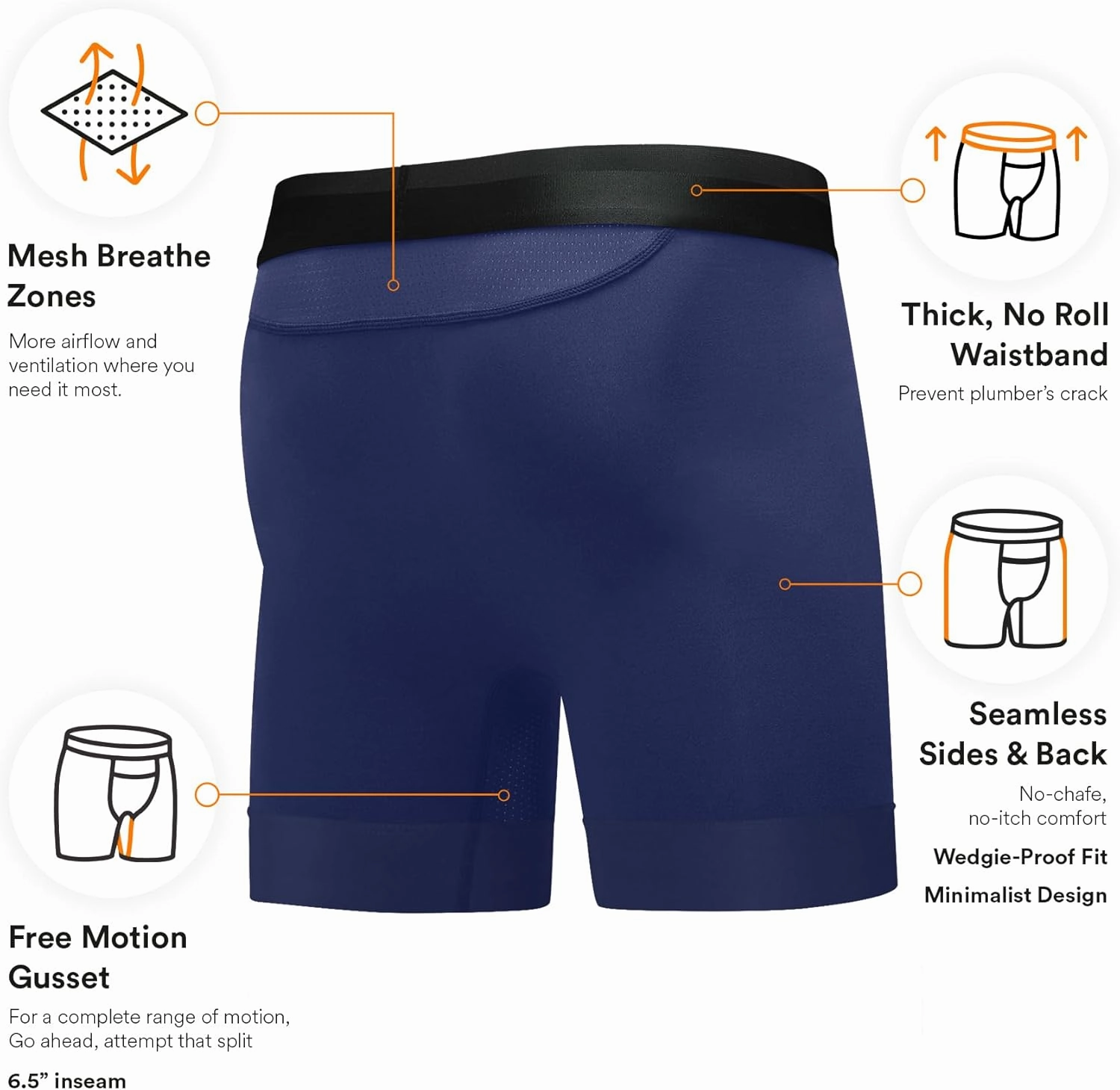 Elite Ball Pouch Underwear for Men w/Fly, Patented Ball Pouch Design, Performance Fabric, No Ride Up Legs