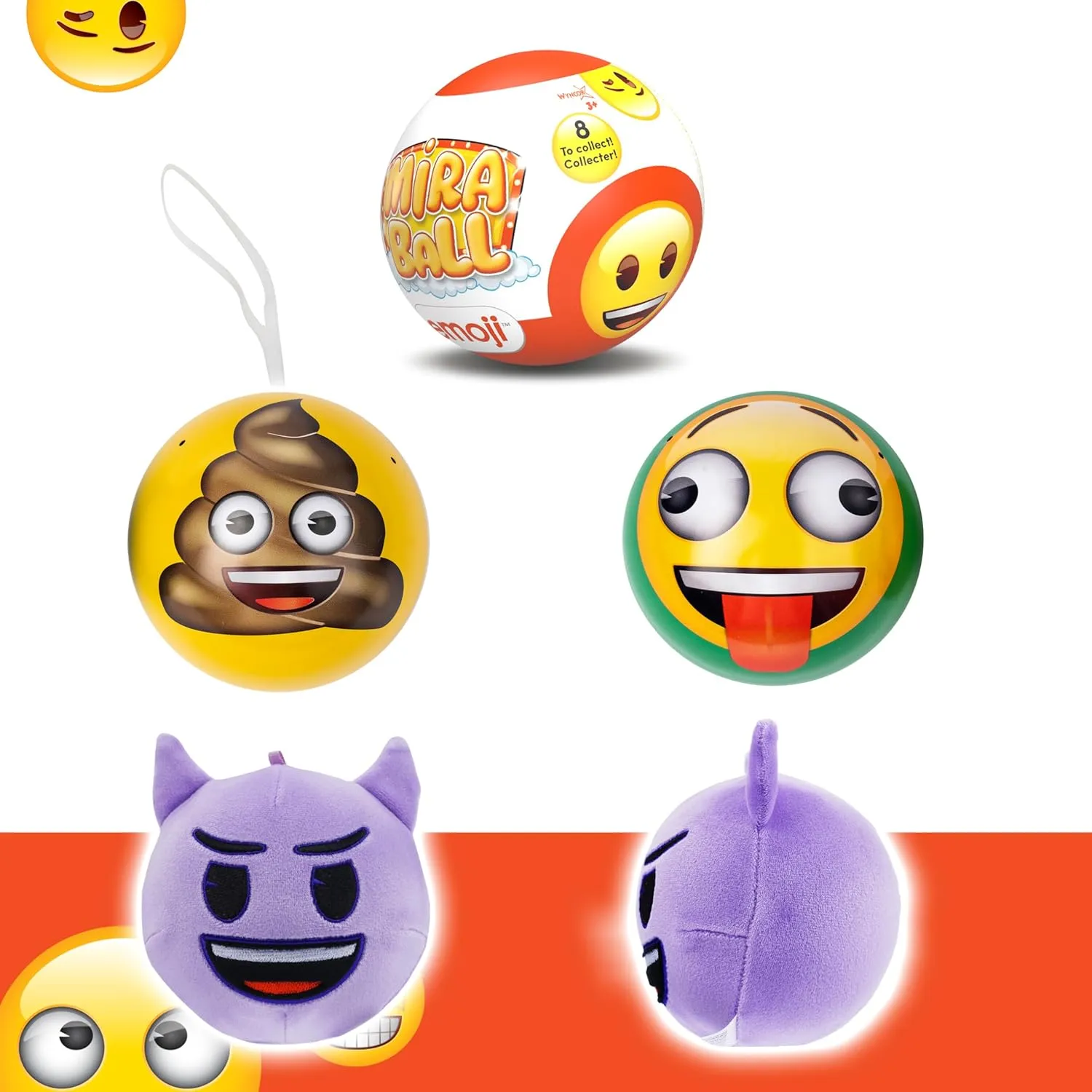 Emoji MiraBall Mystery Expandable MAXI Plush to Unbox, Collectible Squishy and Soft Plush with 4 Surprise, Limited Edition, Great Toy Gift for Kids Aged 3  (4-Pack)
