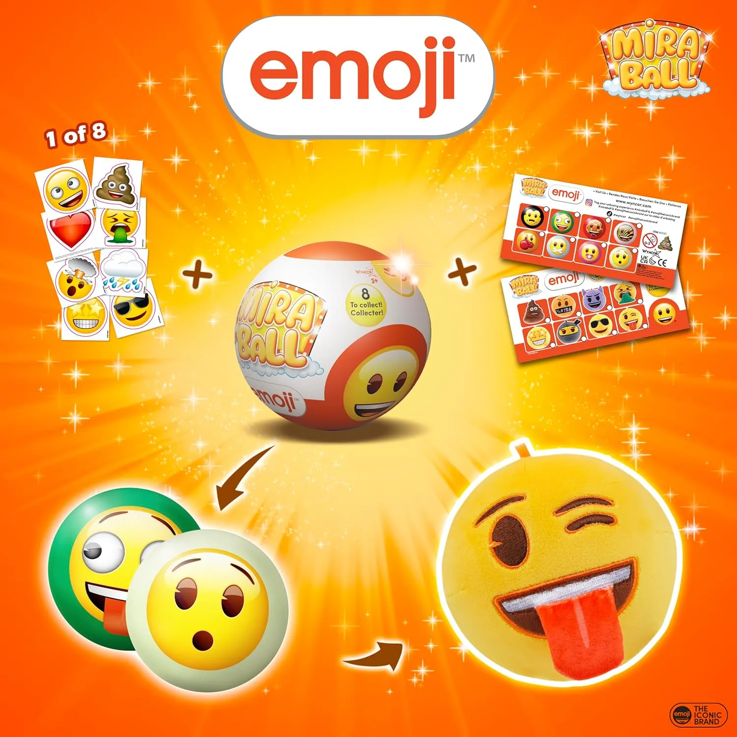 Emoji MiraBall Mystery Expandable MAXI Plush to Unbox, Collectible Squishy and Soft Plush with 4 Surprise, Limited Edition, Great Toy Gift for Kids Aged 3  (4-Pack)