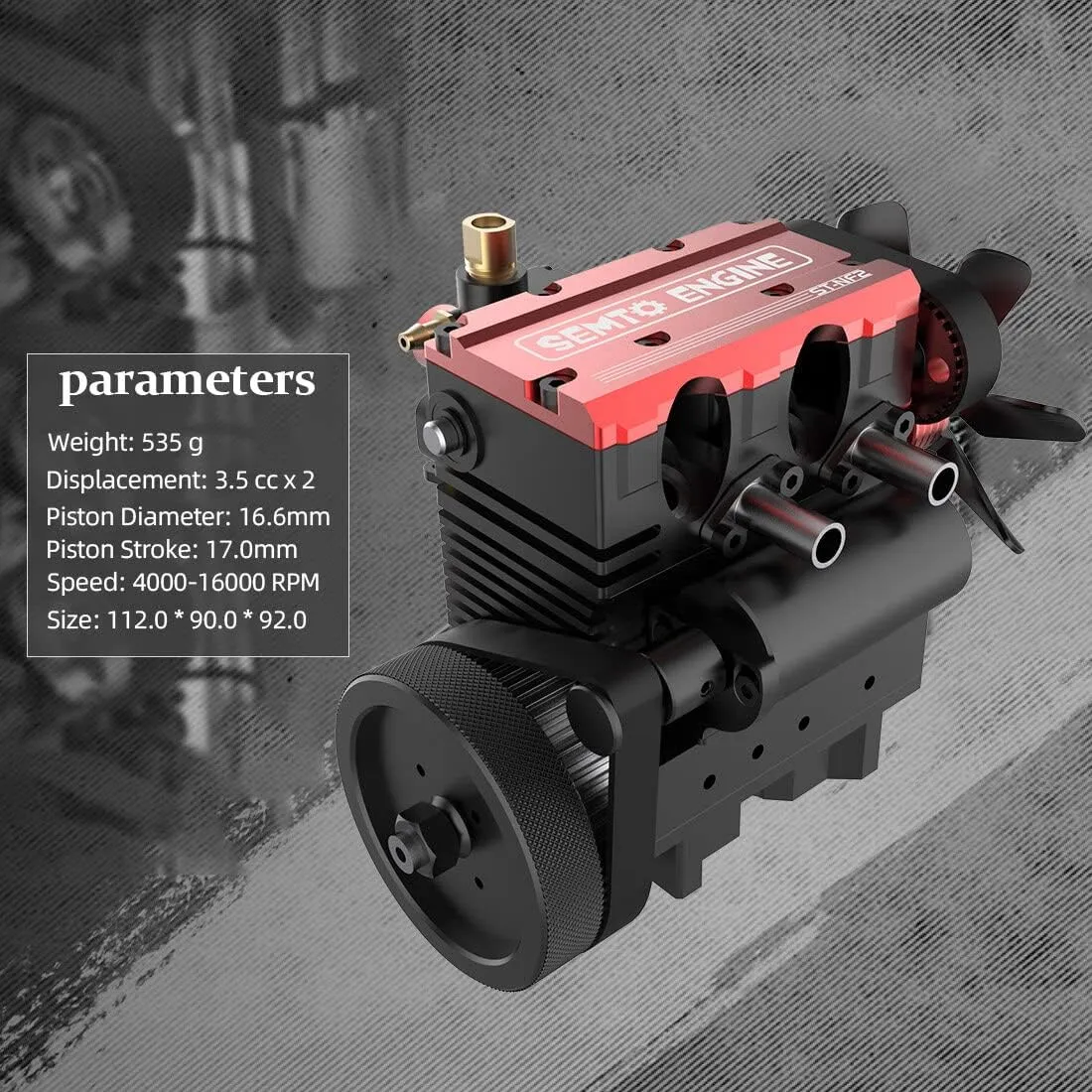 Engine Model Kit That Works for Adults, ST-NF Mini Inline Double-Cylinder Four-Stroke Air-Cooled Interal Combustion Engine Model Kit, Physics Science Model (Red
