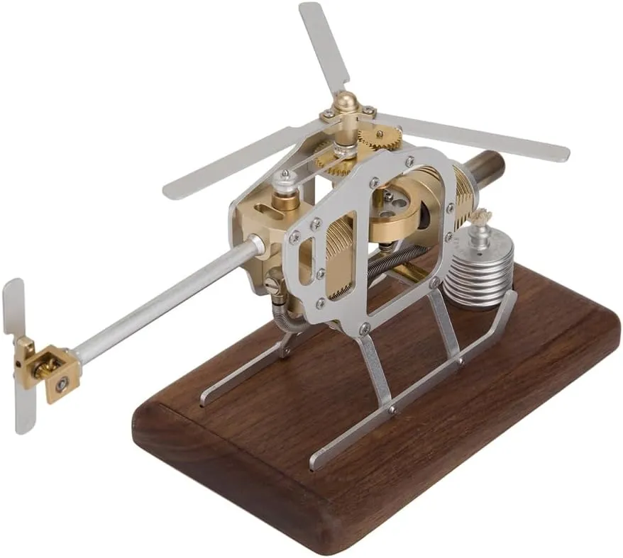 Engine Model Kits, Hot Air Stirling Engine Kit for Adults, DIY Assembly Engine Motor Model for Helicopter Educational Physics Experiment STEM Model