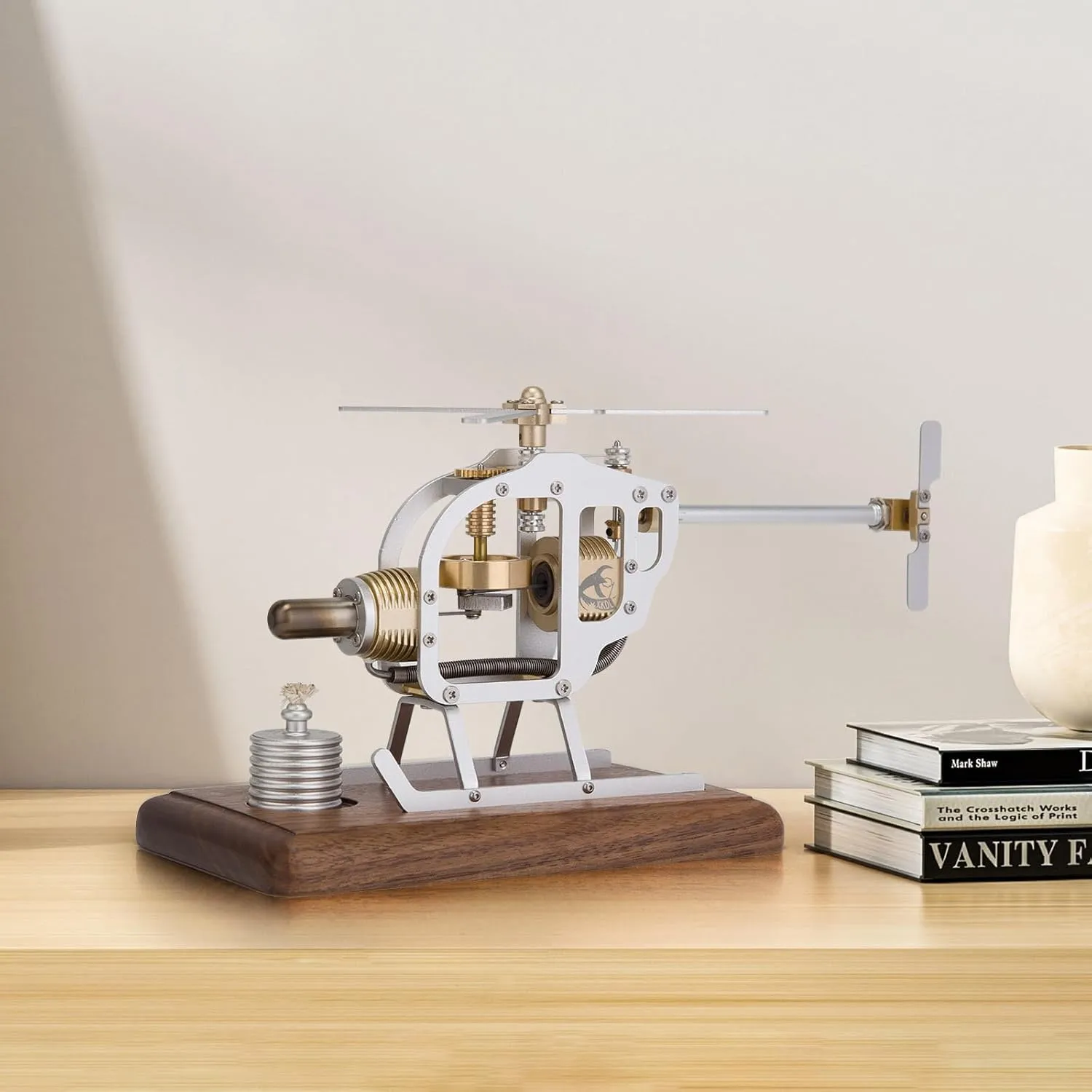 Engine Model Kits, Hot Air Stirling Engine Kit for Adults, DIY Assembly Engine Motor Model for Helicopter Educational Physics Experiment STEM Model