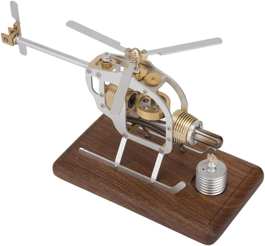 Engine Model Kits, Hot Air Stirling Engine Kit for Adults, DIY Assembly Engine Motor Model for Helicopter Educational Physics Experiment STEM Model