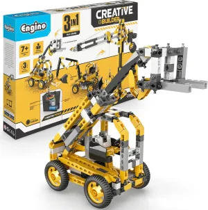 Engino: Creative Builder - 3-in-1 Tall Crane - Motor Powered Model Brick Set, Machinery Series, Snap Assembly, Engineer Construction STEM Kit, Kids 7 