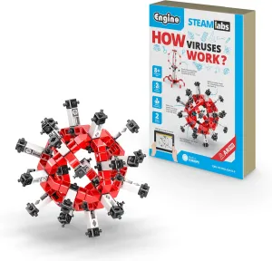Engino: STEAM Labs Junior: How Viruses Works - 2 Model Brick Building Set, Toybook Series, Experiment & Art Activities, Play & Learn Science, Kids 8 
