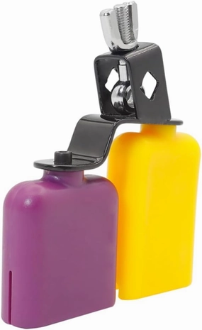 ERINGOGO Yellow and Purple Square Wooden Fish Toy Cow Bell High and Low Pitch Sound Educational Rhythm Instrument for Boys and Girls