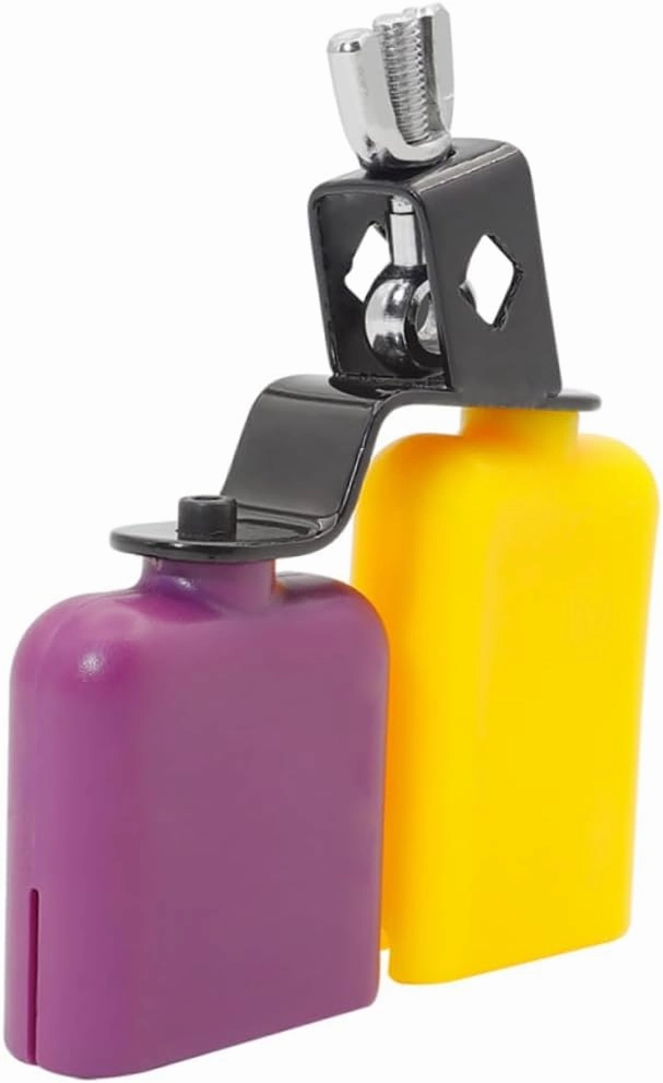 ERINGOGO Yellow and Purple Square Wooden Fish Toy Cow Bell High and Low Pitch Sound Educational Rhythm Instrument for Boys and Girls