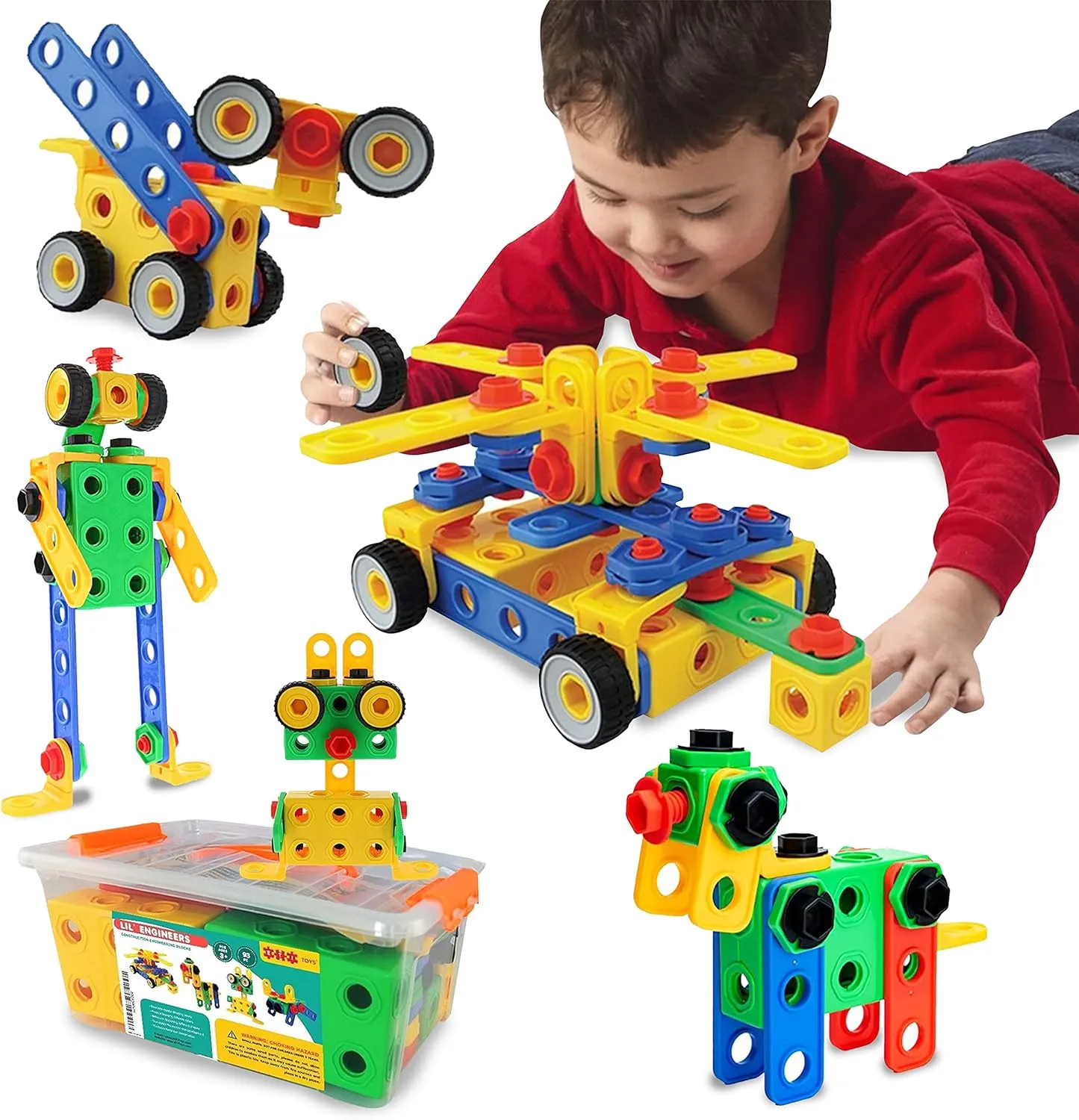 ETI Toys STEM Learning Original Educational Construction Engineering Building Blocks Set for 3, 4 and 5  Year Old Boys & Girls | Creative Fun Building Toys for Kids Kit, STEM Toys Gift (172 PCS)