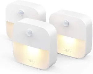 eufy by Anker, Stick-On Night Light, Warm White LED, Motion Sensor, Bedroom, Bathroom, Kitchen, Hallway, Stairs, Energy Efficient, Compact, 3-Pack