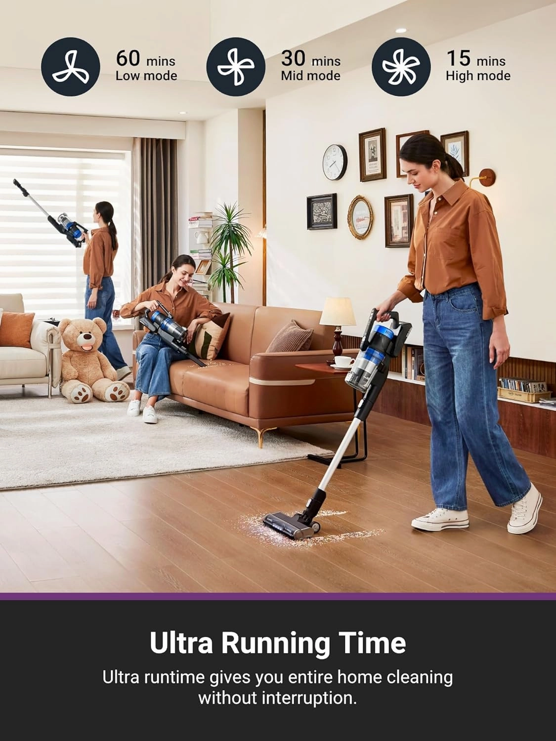 Eureka Cordless Vacuum Cleaner, Vacuum Cleaner for Home Rechargeable, Lightweight Stick Vacuum for Hardwood and Pet Hair, Blue w/Clean Station, NEC490BL