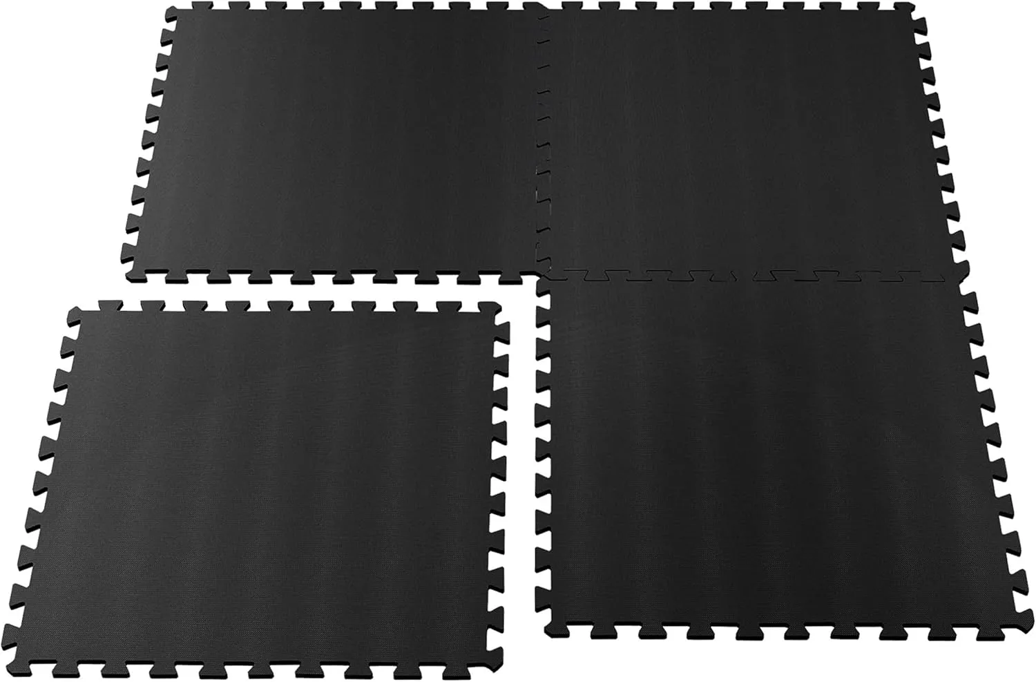 EVA Foam Mat Tiles 4-Pack - 16 SQ FT of Interlocking Padding for Garage, Playroom, or Gym Flooring - Workout Mat or Baby Playmat by Stalwart (Black)