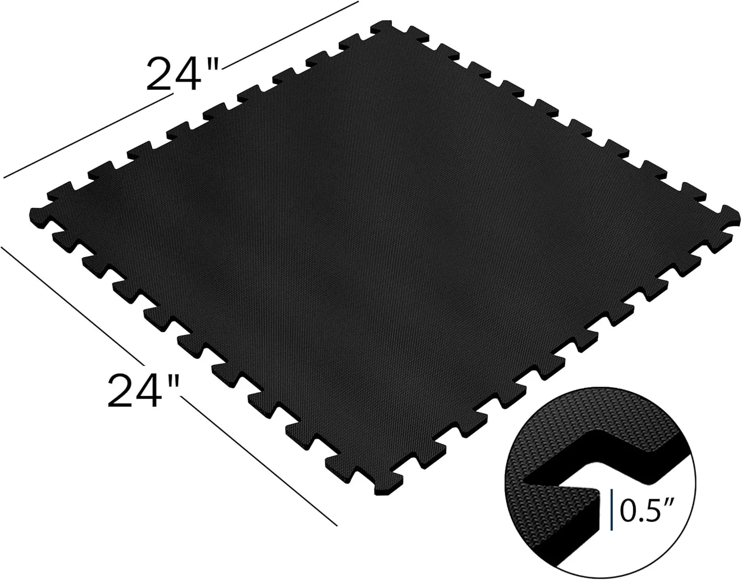 EVA Foam Mat Tiles 4-Pack - 16 SQ FT of Interlocking Padding for Garage, Playroom, or Gym Flooring - Workout Mat or Baby Playmat by Stalwart (Black)