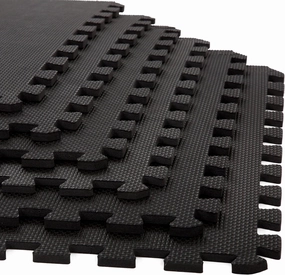 EVA Foam Mat Tiles 6-Pack - 24 SQ FT of Interlocking Padding for Garage, Playroom, or Gym Flooring - Exercise Mat or Baby Playmat by Stalwart (Black)