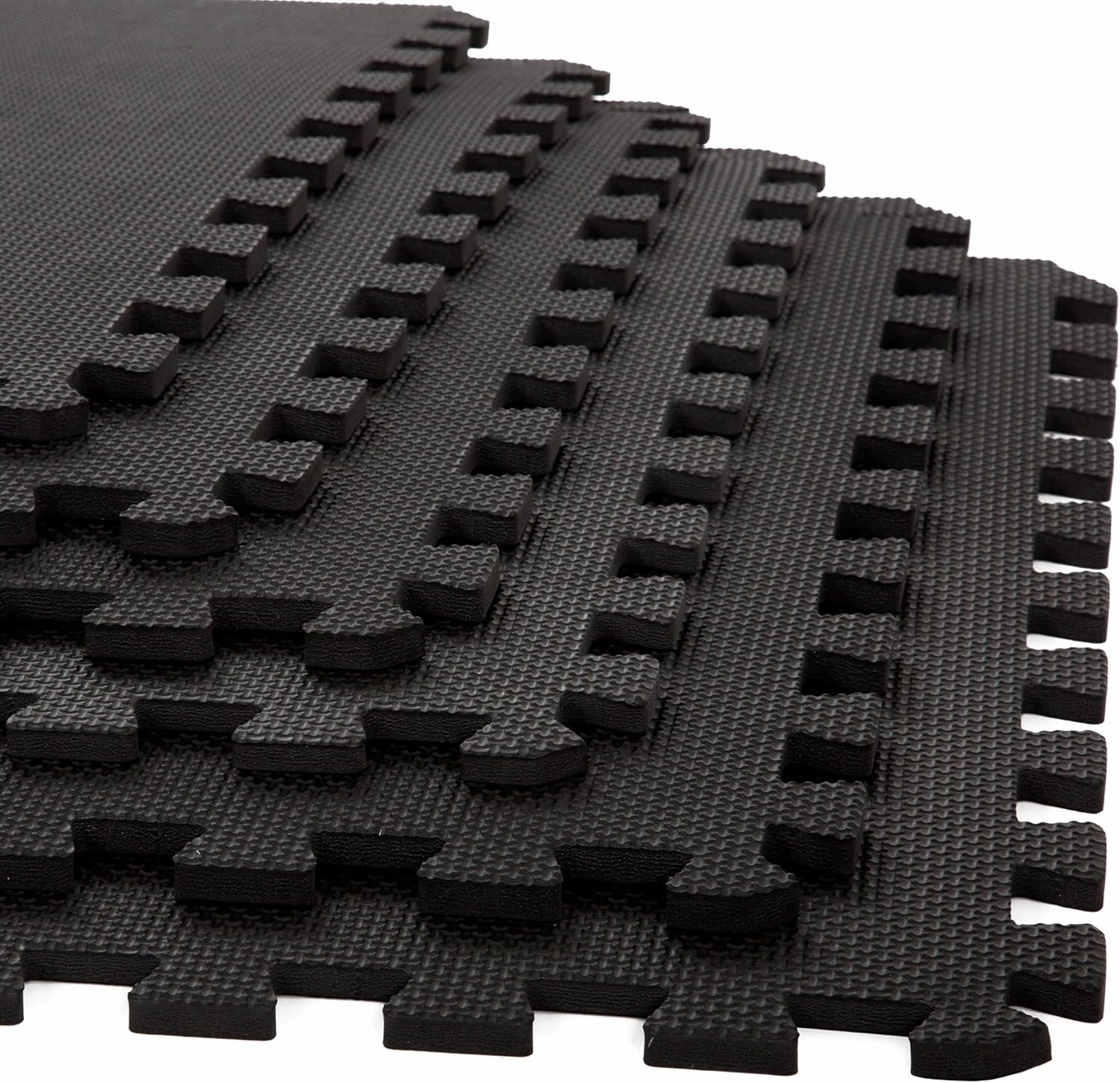 EVA Foam Mat Tiles 6-Pack - 24 SQ FT of Interlocking Padding for Garage, Playroom, or Gym Flooring - Exercise Mat or Baby Playmat by Stalwart (Black)