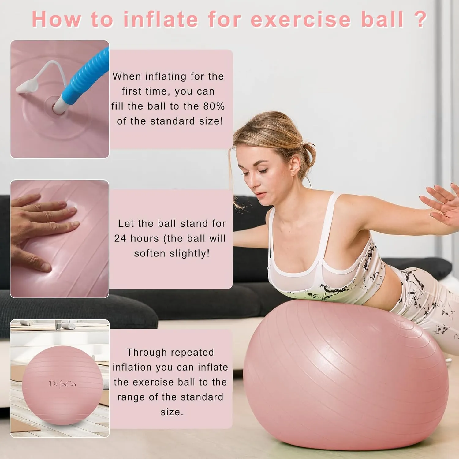 Exercise Ball, Pilates Ball for Pregnancy, Swiss Balance Ball with Pump,Multiple Sizes Stability Ball Chair for Office, Home Gym, Fitness, Workout and Physical Therapy