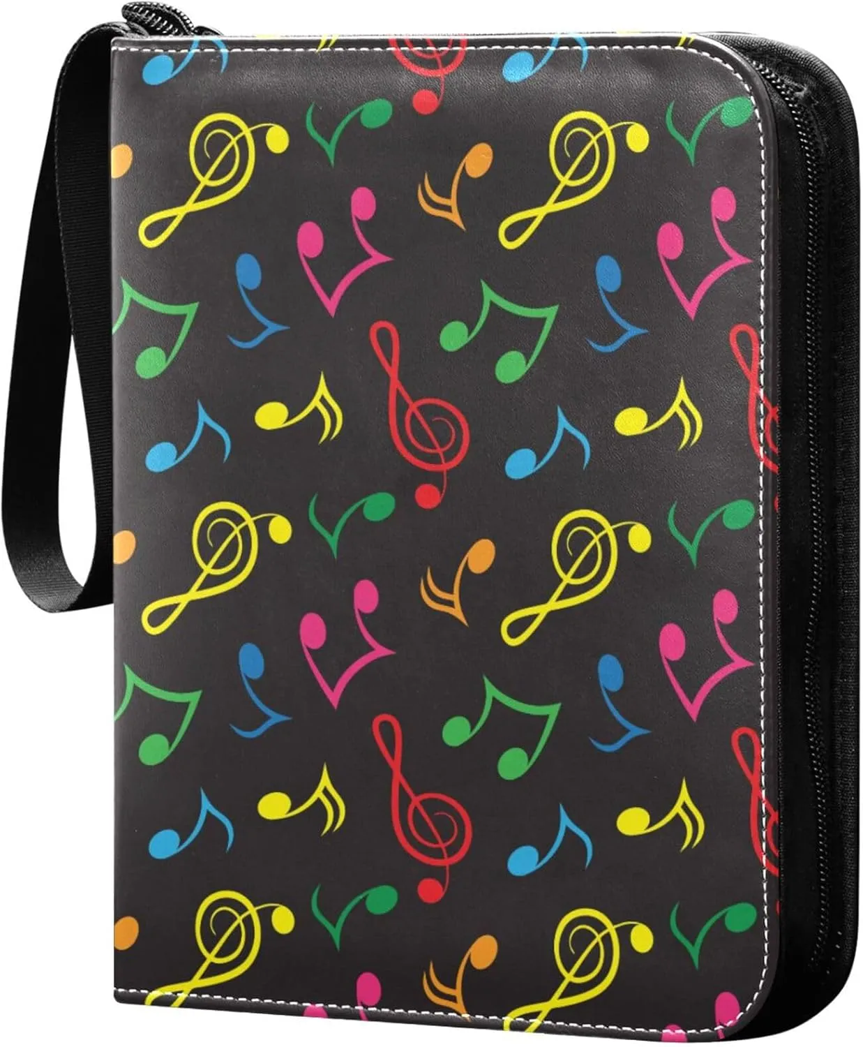 Exnundod Violin Key Musical Notes Trading Card Binder for Cards, Colorful Card Album 4-Pockets for 400 Cards with Removable Sleeves PU Baseball Card Holder Football Sports Card Collection