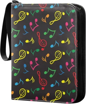Exnundod Violin Key Musical Notes Trading Card Binder for Cards, Colorful Card Album 4-Pockets for 400 Cards with Removable Sleeves PU Baseball Card Holder Football Sports Card Collection