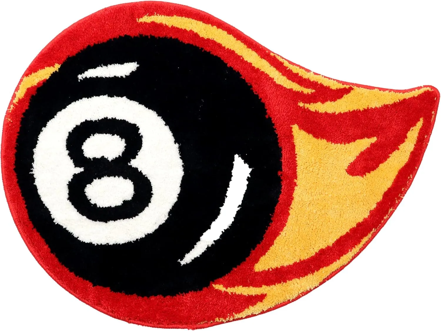 Ezuwail 8 Ball Flame Rug, Large Round Area Rug for 8 Ball Decor, Black With Orange