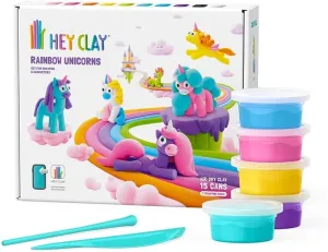 Fat Brain Toys Hey Clay Unicorns, Air Dry Clay Kit with Interactive App for Kids & Tweens, Modeling Clay and Crafts Set for Kids Ages 5 to 11