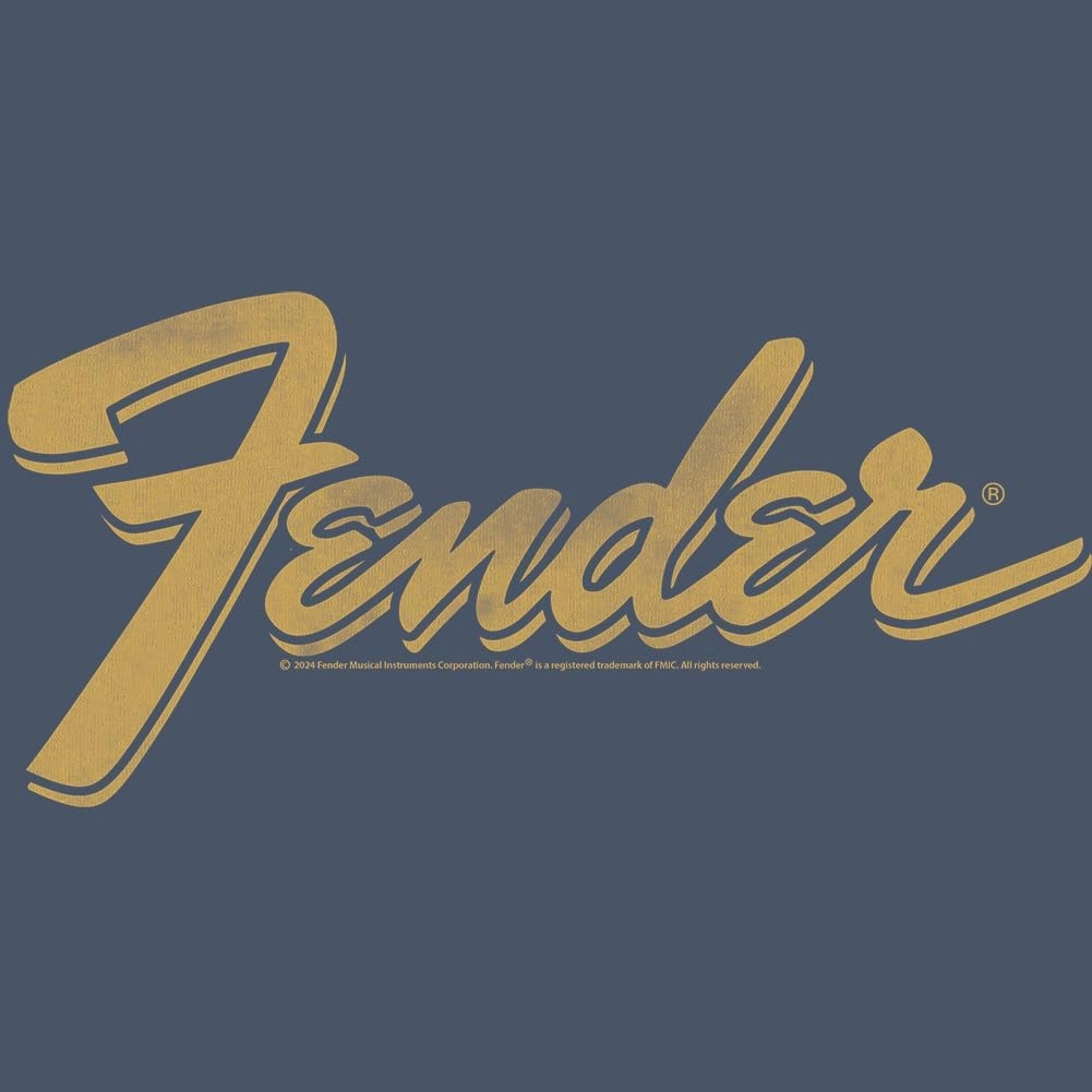 Fender Worn Logo Adult Navy Short Sleeve T Shirt American Musical Instruments Vintage Style Graphic Tees