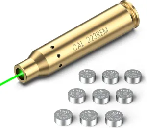Feyachi Green Bore Sight 9mm/223 5.56mm/12 Gauge Bore Sight Laser Boresighter with 3 Sets of Batteries