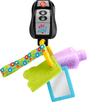 Fisher-Price Baby Travel Toy Laugh & Learn Play & Go Activity Keys with Learning Music Teether & Mirror for Infants Ages 6  Months