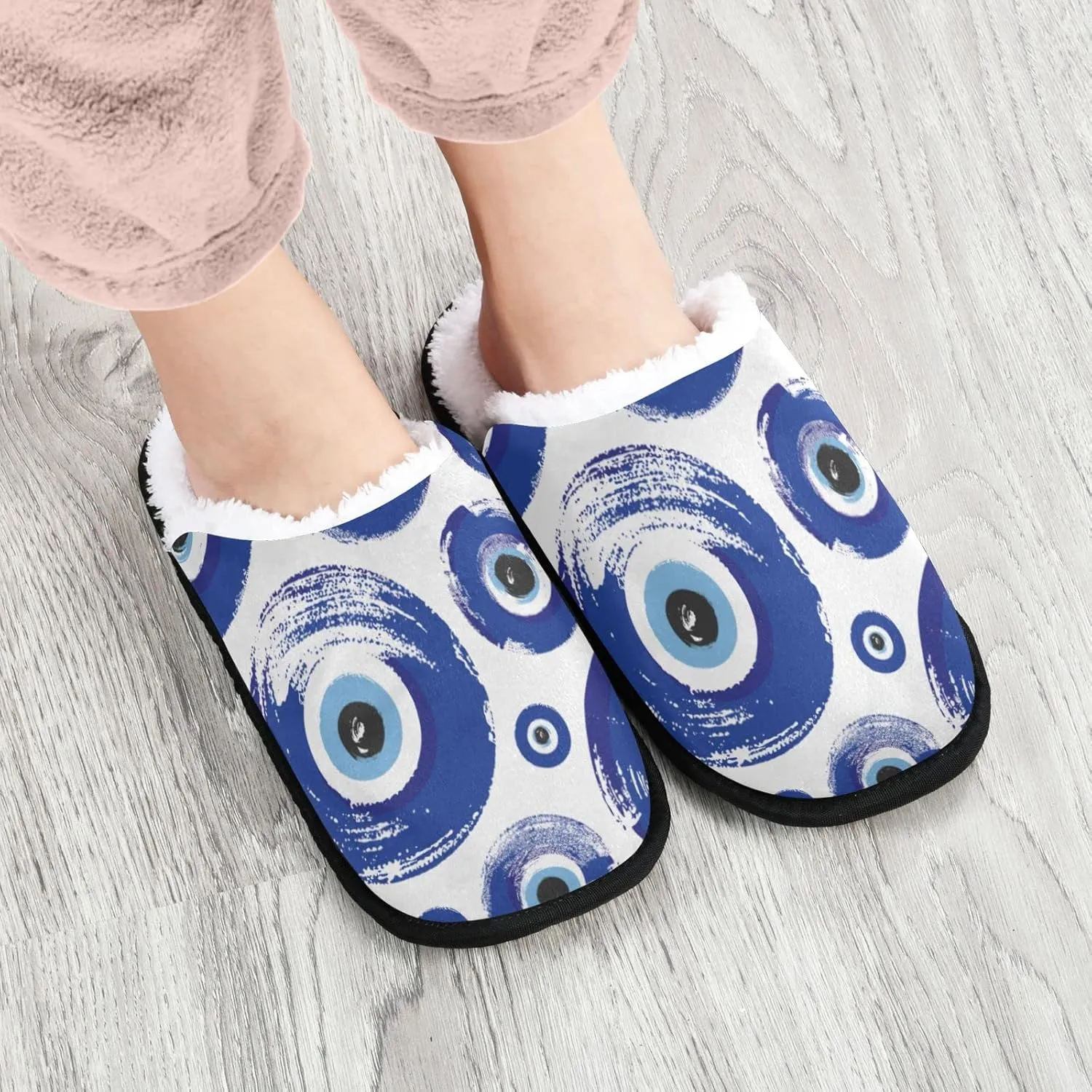 Fisyme Slippers Soft Non-Slip Indoor House Slippers Home Shoes For Bedroom Hotel Travel Spa
