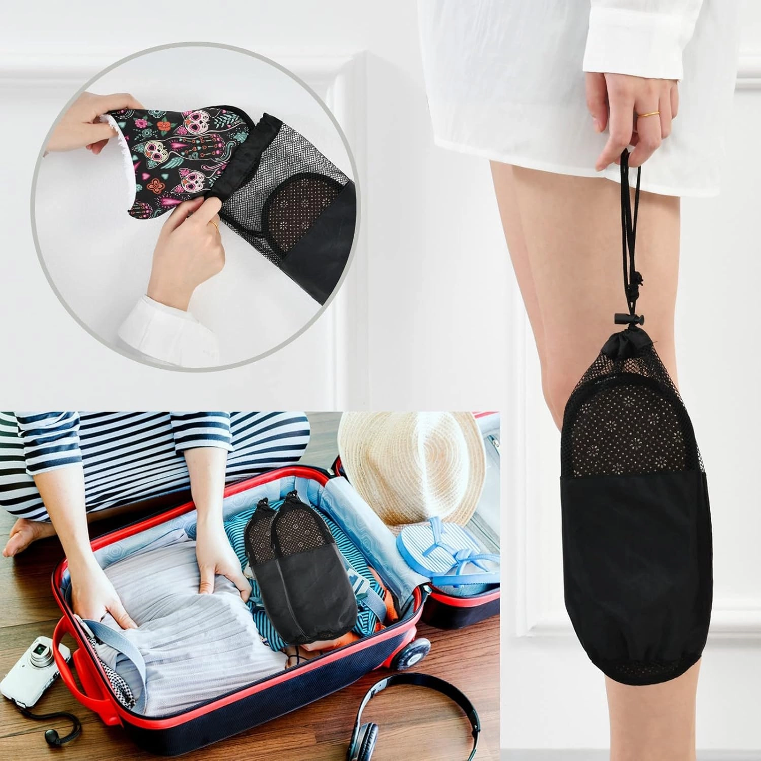 Fisyme Slippers Soft Non-Slip Indoor House Slippers Home Shoes For Bedroom Hotel Travel Spa