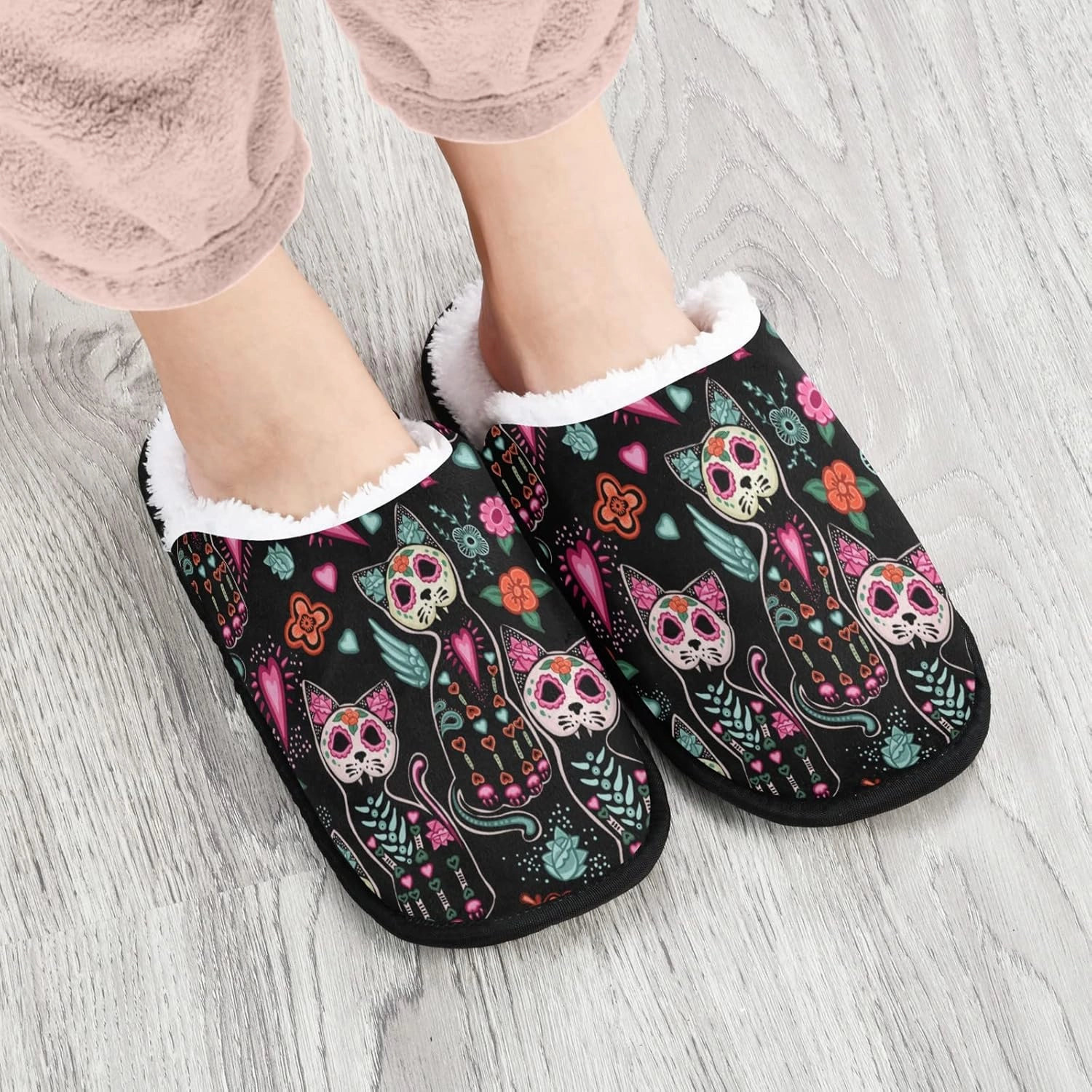 Fisyme Slippers Soft Non-Slip Indoor House Slippers Home Shoes For Bedroom Hotel Travel Spa